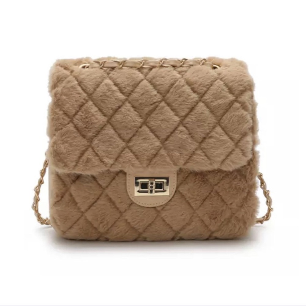 Fur Light Brown Handbag